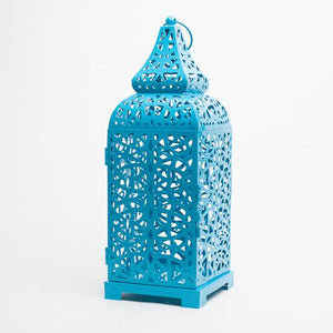 richland blue moroccan temple metal lantern