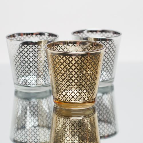 Richland Gold Lattice Glass Holder - Medium Set of 6