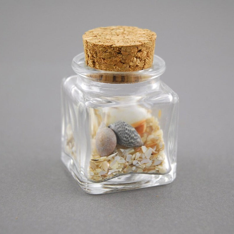 mini glass bottle square with cork 1 4oz pack of 24