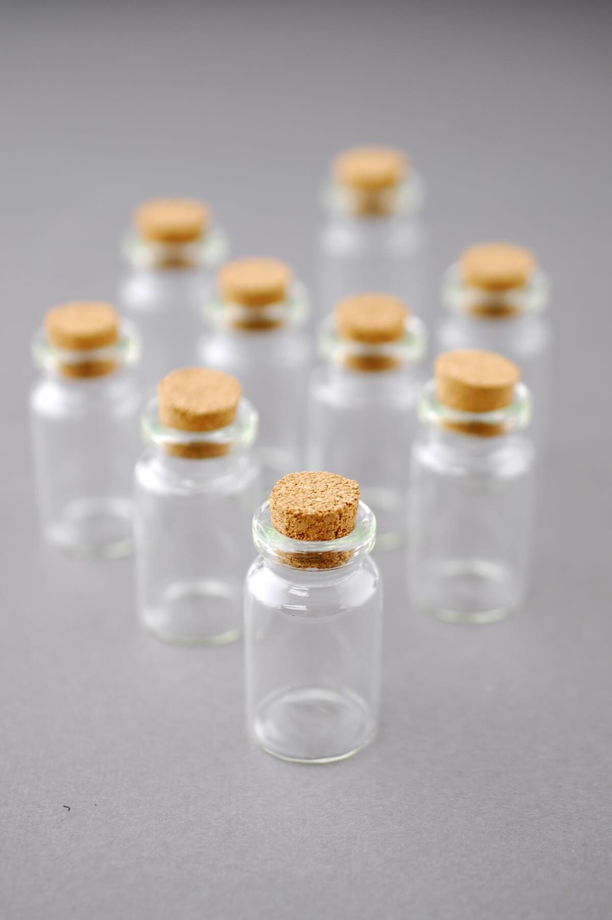 Mini Glass Bottles with Cork 7ml 1.5in (Pack of 12) - Quick Candles