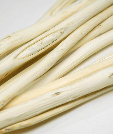 white bleached mirab sticks 12 pack 20in