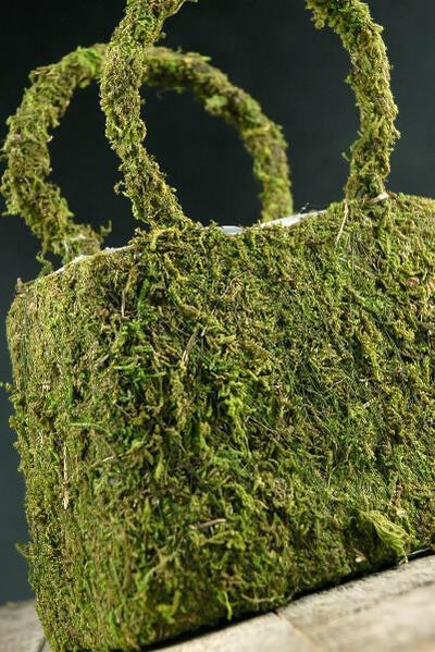 Natural Preserved Moss Purse Planter 8"