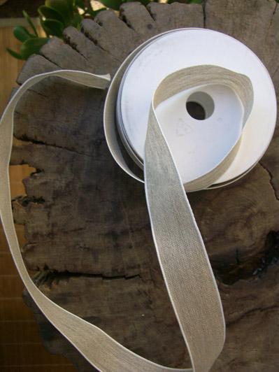 linen ribbon with white edge 1 x 22yds