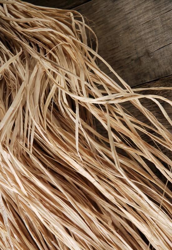natural raffia bundle trimmed