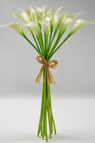 Mini Real Touch Calla Lily Wedding Bouquet in White -14" Tall