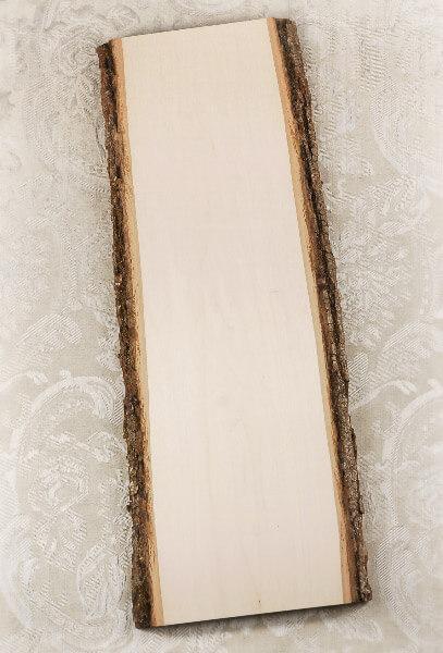 wood plank with bark 23 x 9 11