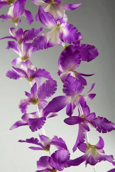 12 Purple Orchid Flower Leis - thumbnail number 1