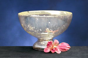 Bowl Glass Pedestal Silver Mercury 7.25in
