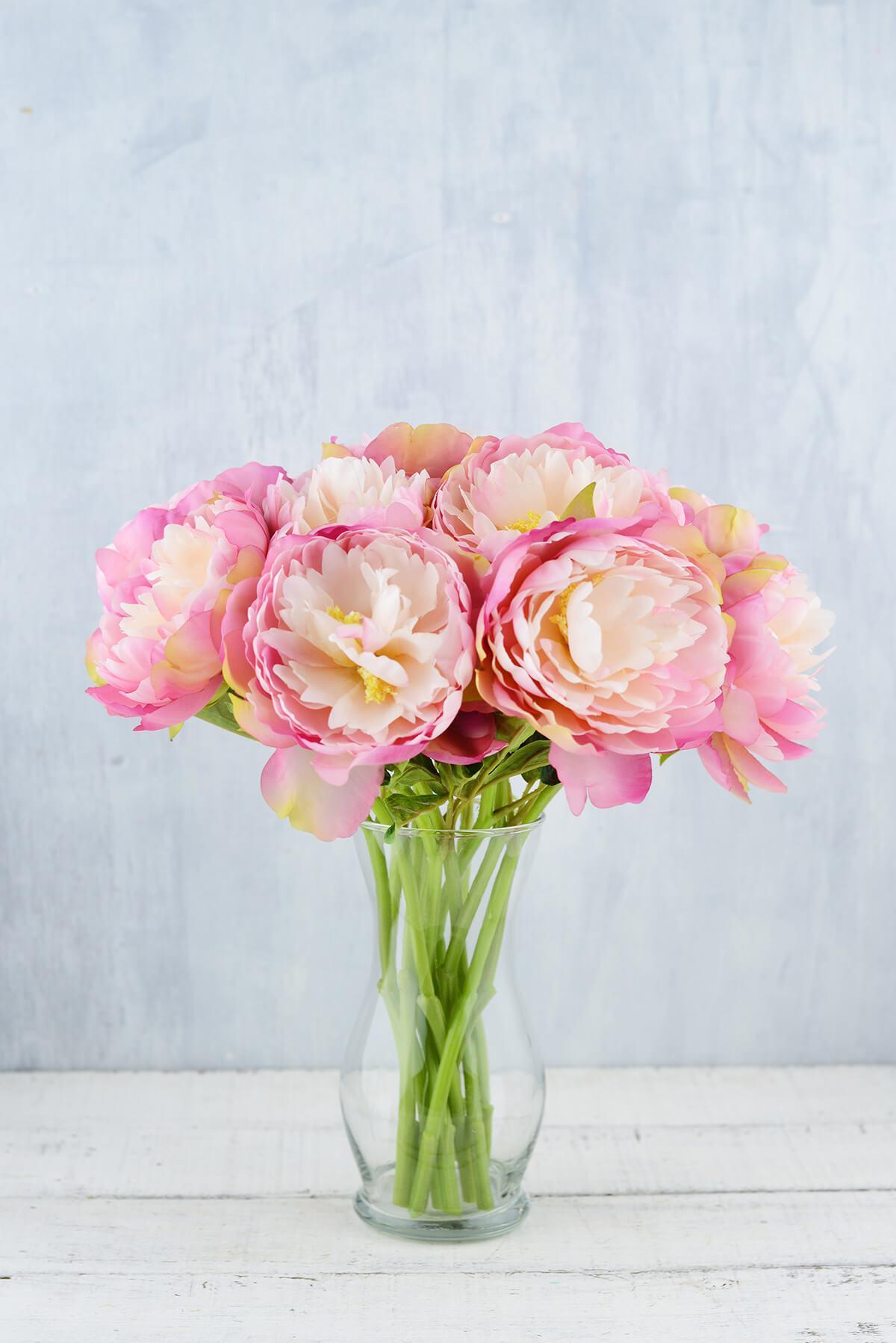 12 Pink & Mauve Peony Flowers