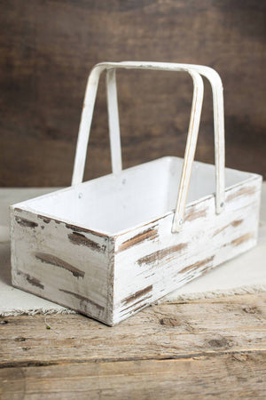 Wood Planter Box Basket with Handles 6x12in