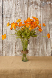12 orange poppy flowers silk flowers - thumbnail number 4