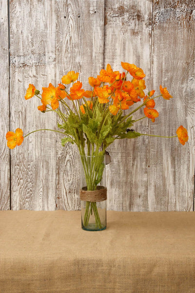 12 orange poppy flowers silk flowers - thumbnail number 4