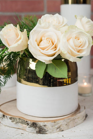 white and gold ceramic claire vase pot 5 75 x 5