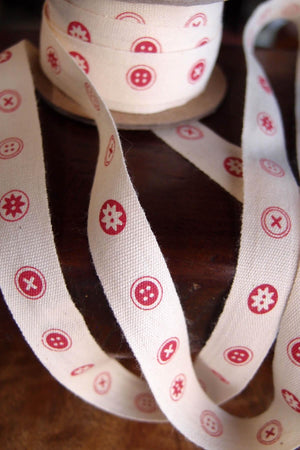red button cotton ribbon 5 8in x 10yd red ivory