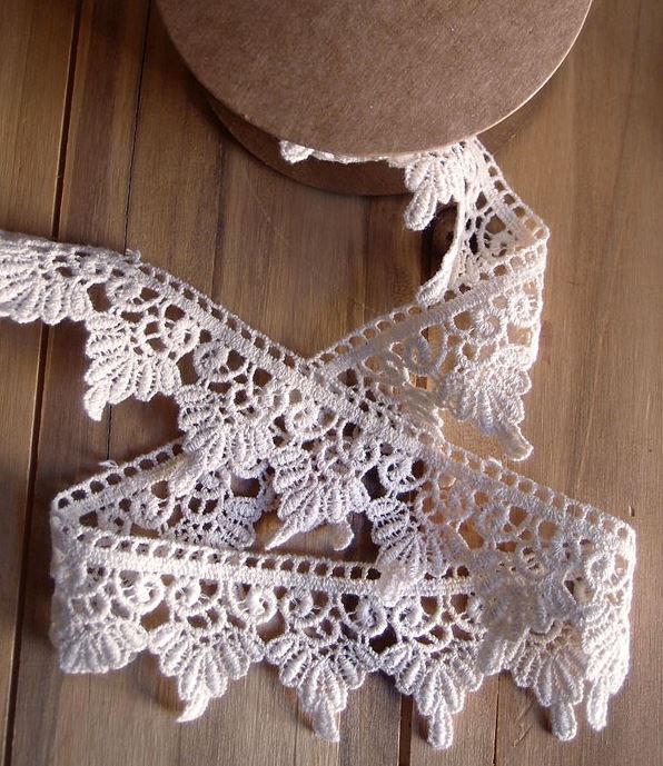  White Cotton Crocheted Lace Fabric Ribbon Trims Wide 3