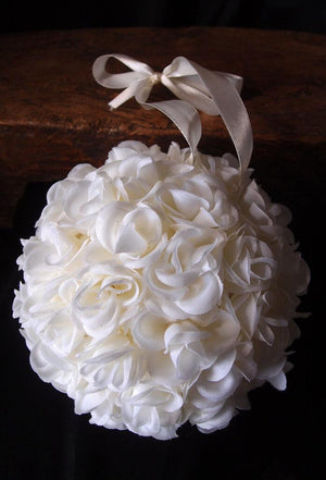 white rose 6 pomander kissing ball