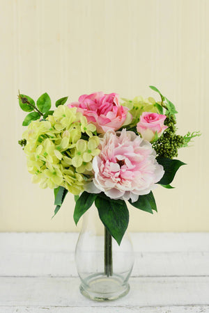 Rose and Peony Bouquet Pink 11in