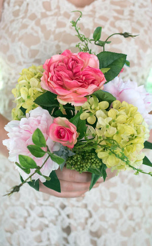 rose and peony bouquet pink 11in