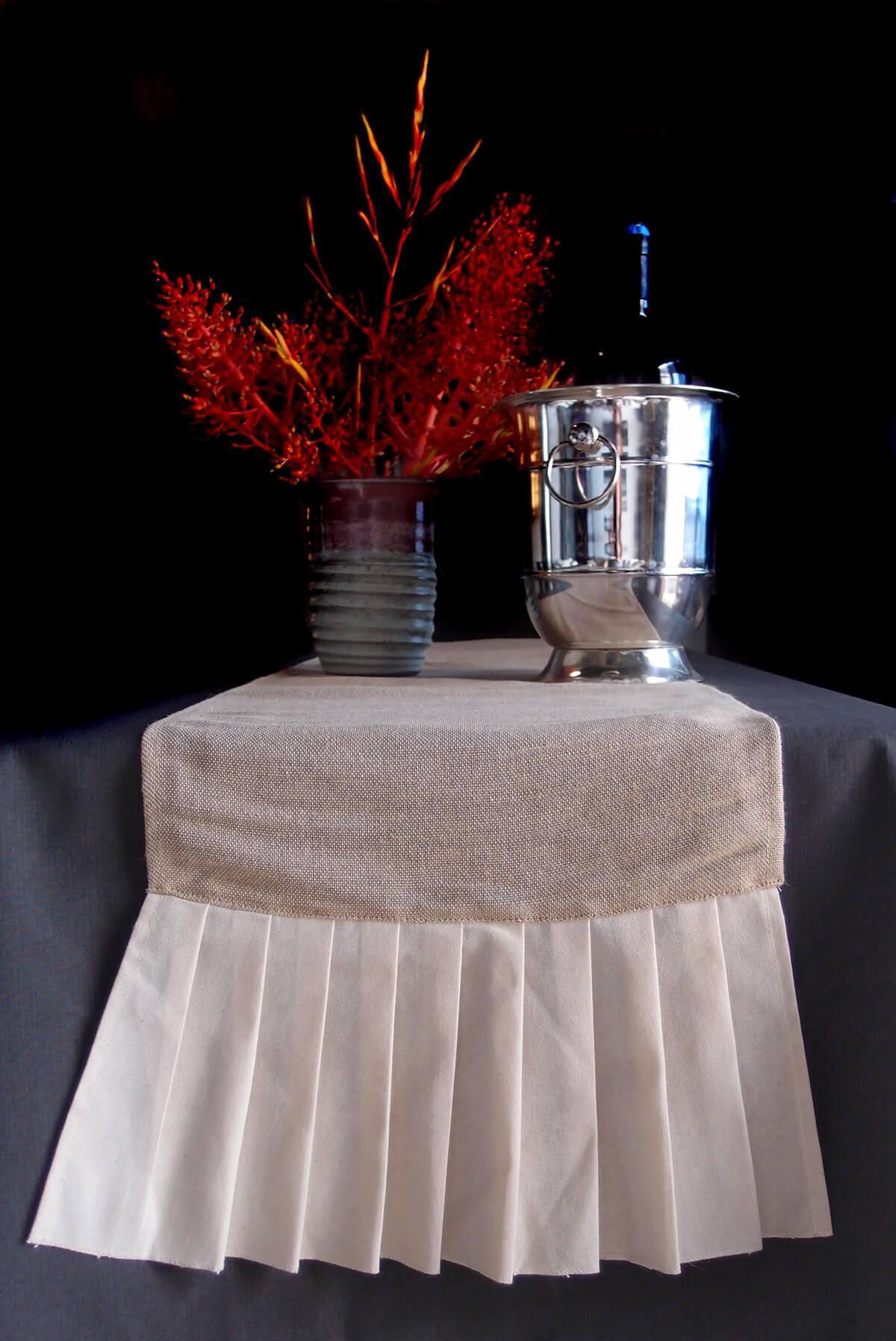 burlap cotton pleated ruffle table runner 114 inches