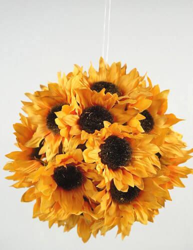 sunflower ball with hanger yellow 7in