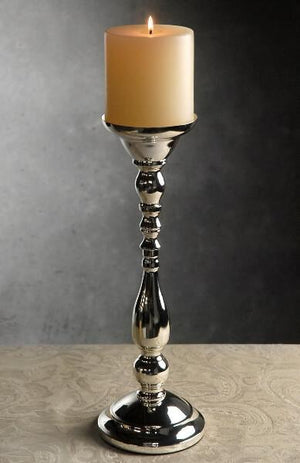 silver plated pillar candle holder