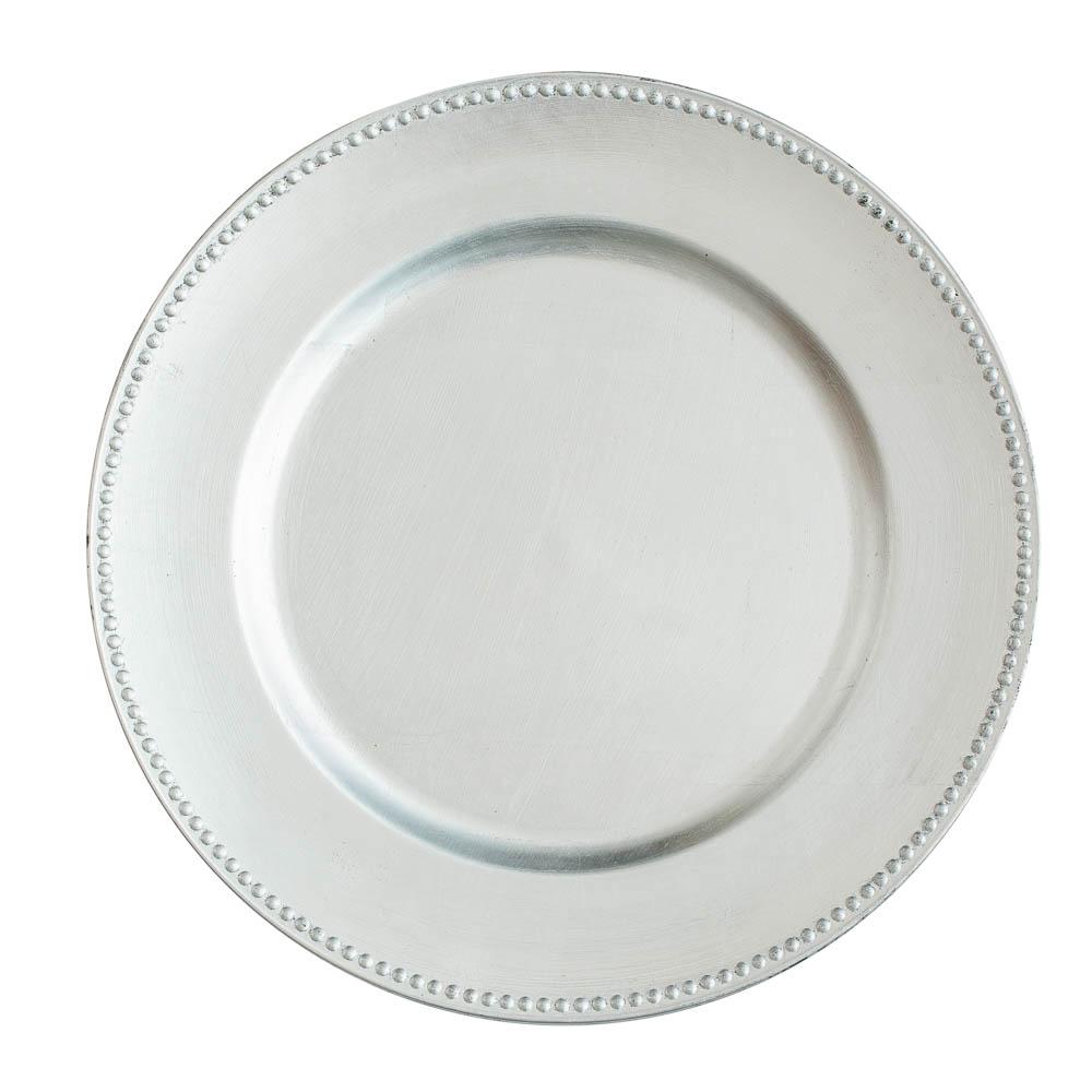 Silver beaded shop charger plates