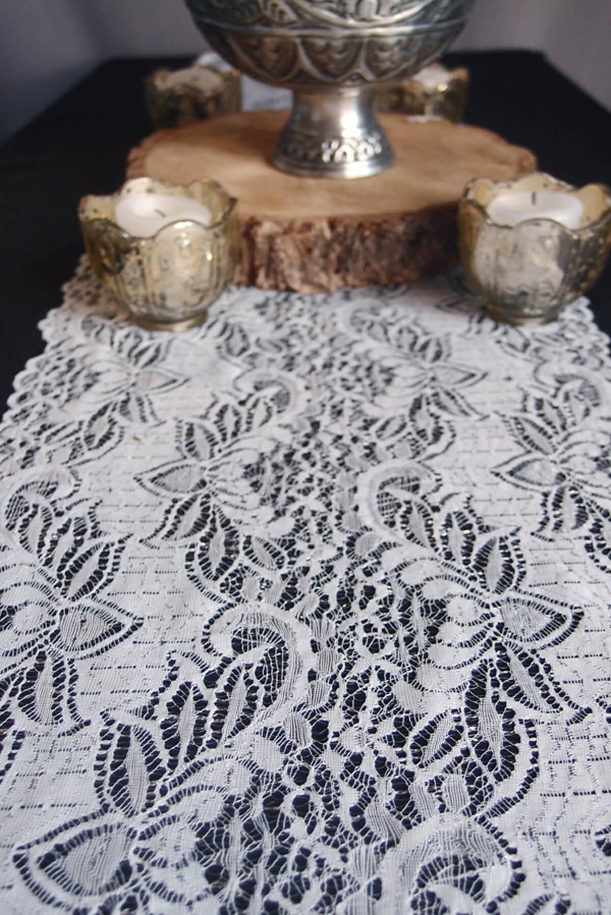 White Lace Table Runner 12 x 108 English Lace Design