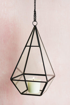 hanging 9 hexagonal based glass metal terrarium