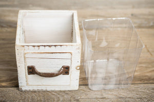 Wood Drawer Planter Boxes 4.5 Square White