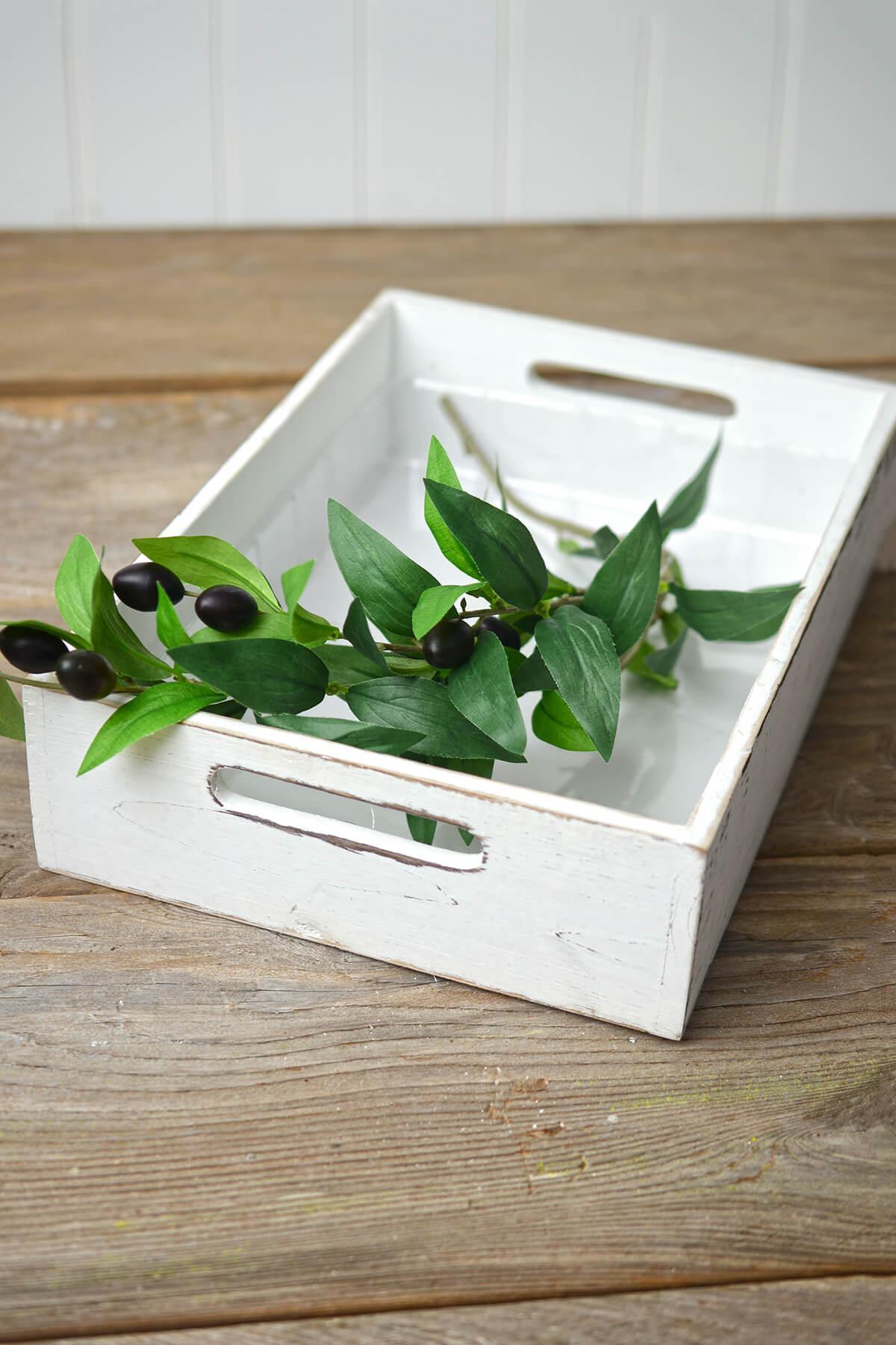 white wood rectangle tray 9x13