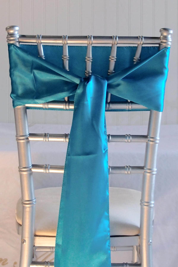 Navy Blue Satin Chair Sash 6x106 Set of 10 - Quick Candles