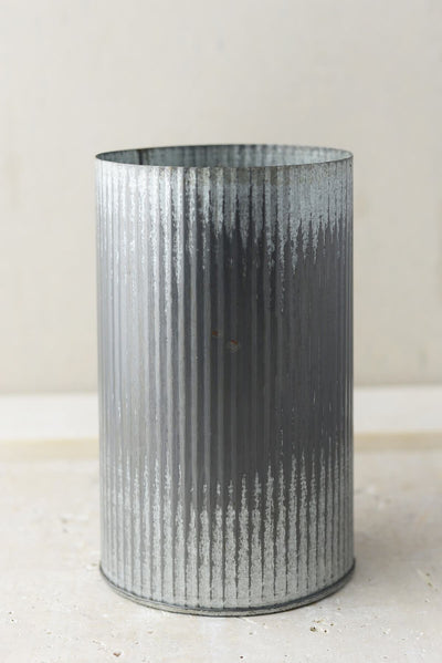 Norah Corrugated Zinc Vase 7"