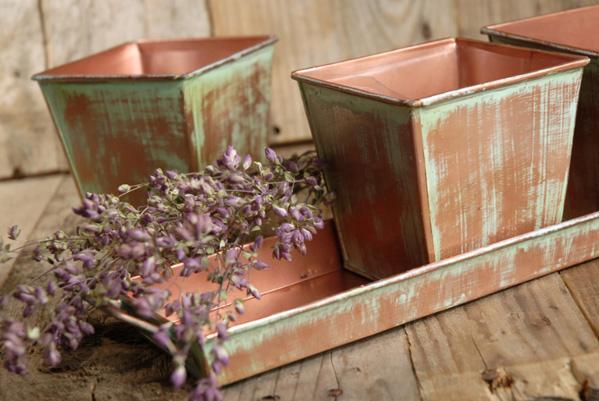 verdigris copper herb planters tray 12in