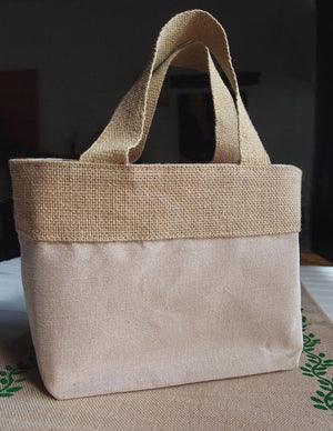 Natural Burlap Bag with Handles 8"  Wedding Welcome Bag 7x4x8.5in
