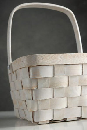 White Chipwood Basket with Swing Handle 8x6