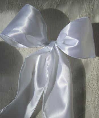 white 4 wide satin wired ribbon 10yds