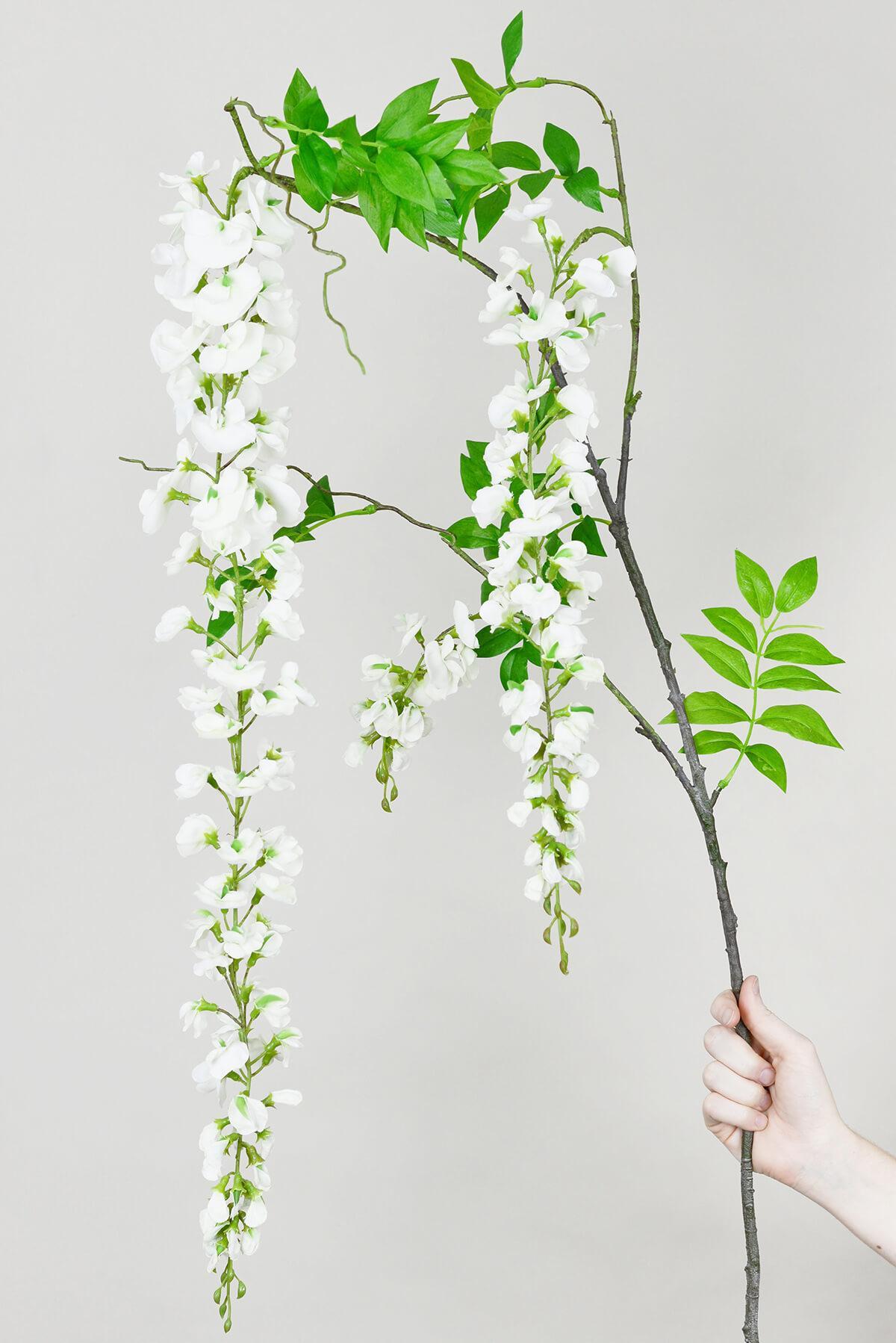 White Wisteria Flowering Branch 69"